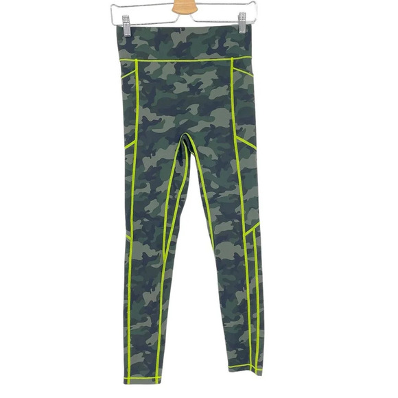 All Access Bandier Center Stage Pocket Legging Camouflage Print Neon Green Small - Picture 2 of 8